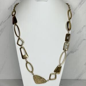 Chico's Geometric Gold Tone Necklace Mixed Shapes 36-39.75in ✨